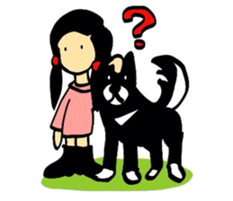 Girl and dog sticker #2028961