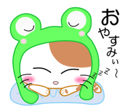 Cat wearing a headdress of frog. sticker #2038285