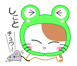 Cat wearing a headdress of frog. sticker #2038290