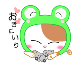 Cat wearing a headdress of frog. sticker #2038304