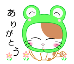Cat wearing a headdress of frog. sticker #2038312