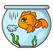 Kin, the cute goldfish in a bowl sticker #2059817
