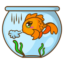 Kin, the cute goldfish in a bowl sticker #2059817