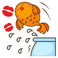 Kin, the cute goldfish in a bowl sticker #2059823