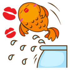 Kin, the cute goldfish in a bowl sticker #2059823