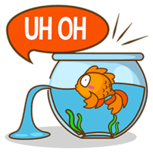 Kin, the cute goldfish in a bowl sticker #2059833