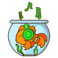 Kin, the cute goldfish in a bowl sticker #2059836