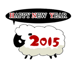 New Year's card of sheep in 2015 sticker #2076325