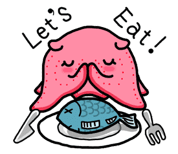 A cute Japanese pancake devilfish sticker #2092725
