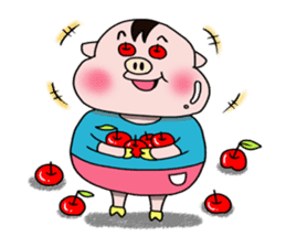 Daily of Piglet Putaro with apples sticker #2092867