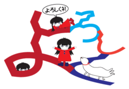 Cute girl in red dress. sticker #2096224