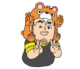 Orange bear and bearded man first. sticker #2099887