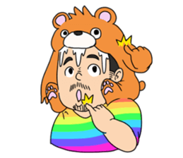 Orange bear and bearded man first. sticker #2099915