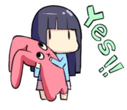 A girl and rabbit sticker #2103381