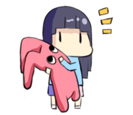 A girl and rabbit sticker #2103400
