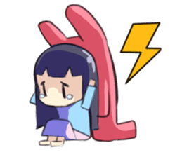 A girl and rabbit sticker #2103409