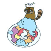 racoon loving a shape of cloud sticker #2106032