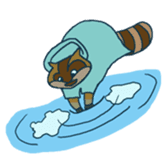 racoon loving a shape of cloud sticker #2106037