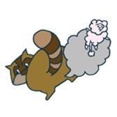 racoon loving a shape of cloud sticker #2106048
