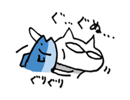 White cat and blue fish sticker #2107599