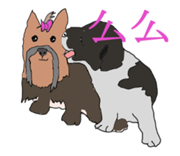 Chinese of a cheerful Yorkshire terrier sticker #2114585