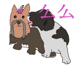 Chinese of a cheerful Yorkshire terrier sticker #2114585