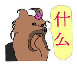 Chinese of a cheerful Yorkshire terrier sticker #2114598