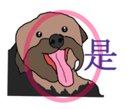 Chinese of a cheerful Yorkshire terrier sticker #2114607