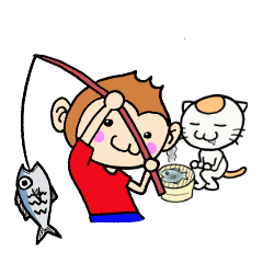 Fishing life of friends with monkey