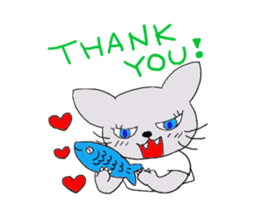 Fish and Mr. Nyanio of cute cat sticker #2147630