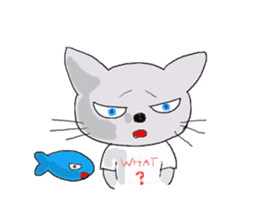 Fish and Mr. Nyanio of cute cat sticker #2147631