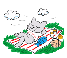 Fish and Mr. Nyanio of cute cat sticker #2147650