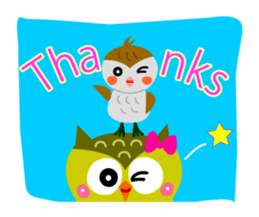 Joyful days of cute owls and sparrows sticker #2163515