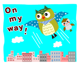 Joyful days of cute owls and sparrows sticker #2163527
