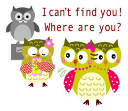 Joyful days of cute owls and sparrows sticker #2163537