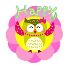 Joyful days of cute owls and sparrows sticker #2163544