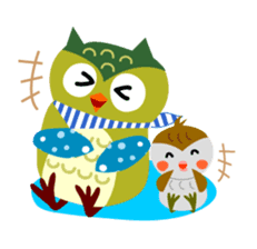 Joyful days of cute owls and sparrows sticker #2163546