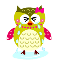 Joyful days of cute owls and sparrows sticker #2163547