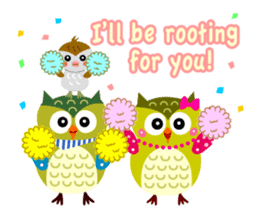 Joyful days of cute owls and sparrows sticker #2163548