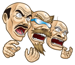Triple excitement! Bald head trio sticker #2174790