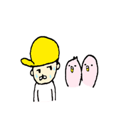 yellow hat boy kotonan with  birds sticker #2191532
