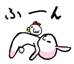 Biting rabbit and chicken Sticker sticker #2203354