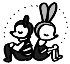 monochrome bear&bunny sticker #2205451