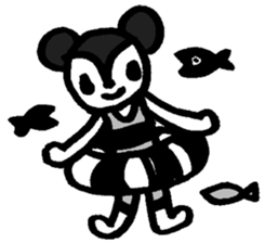 monochrome bear&bunny sticker #2205453