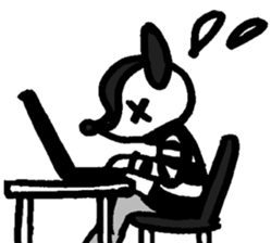 monochrome bear&bunny sticker #2205459