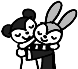 monochrome bear&bunny sticker #2205463