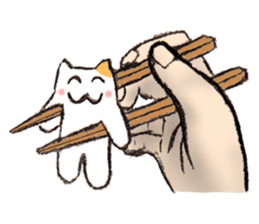 chopsticks cat sticker #2210664