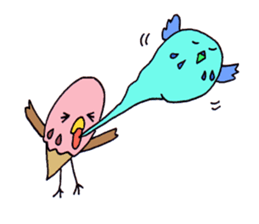 Birds of strawberry ice pattern sticker #2242403