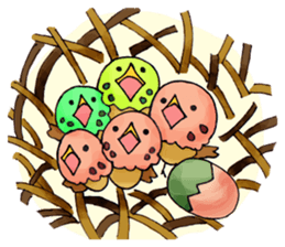 Birds of strawberry ice pattern sticker #2242420