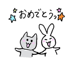 kawaii cat and rabbit sticker #2244301